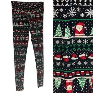 NWT: PLANET GOLD Festive Christmas Leggings - Green and Red Holiday Size Medium